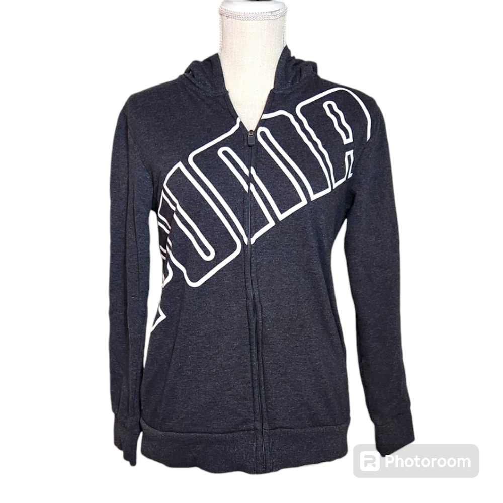 ✨️ PUMA Girl Large 14/16 Gray Full Zip Long Sleeve Hoodie Sweatshirt
